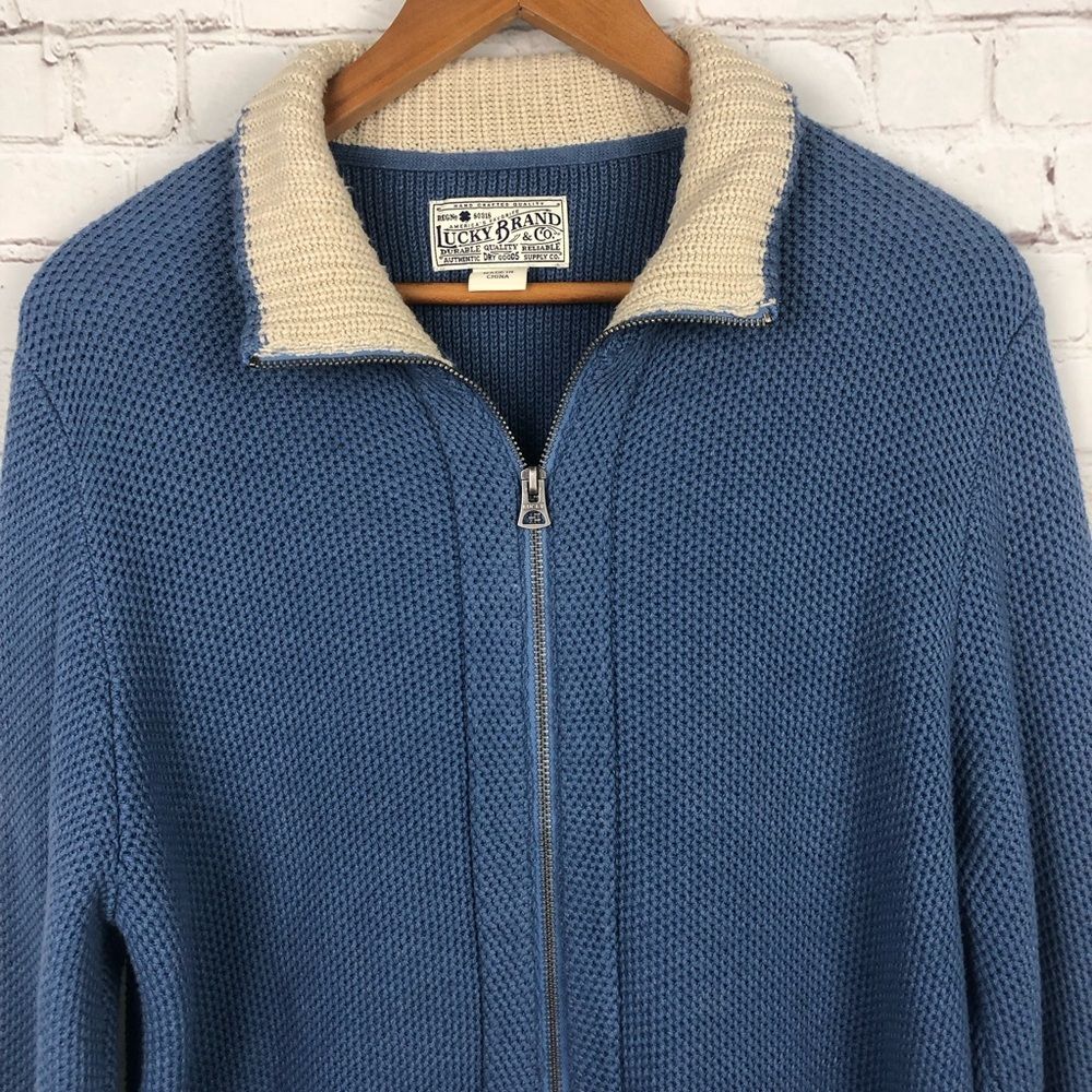Lucky Brand Blue Knit Full Zip Jacket Women's Sz Large